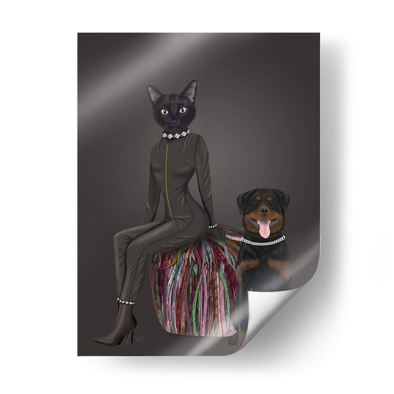 Gato Negro Y Rottweiler - Fab Funky | Cuadro decorativo de Canvas Lab