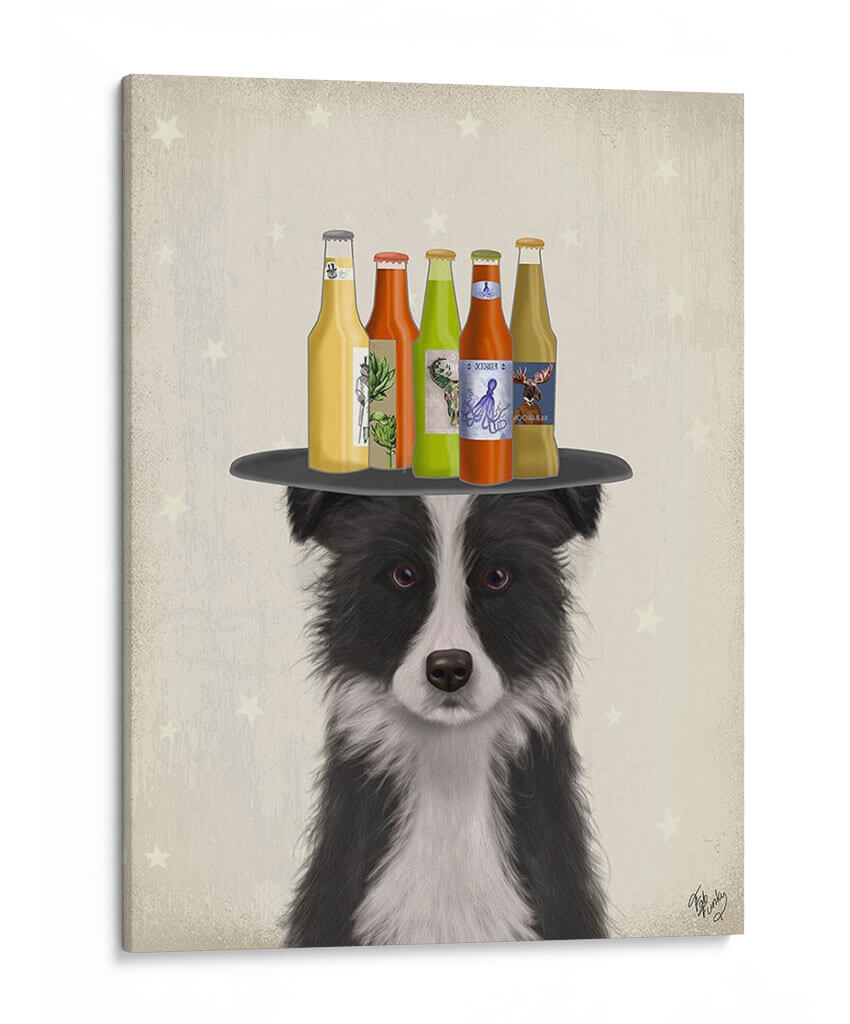 Border Collie Black Blanco Cerveza Amante - Fab Funky | Cuadro decorativo de Canvas Lab