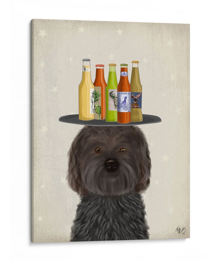 Labradoodle Black Beer Lover - Fab Funky | Cuadro decorativo de Canvas Lab