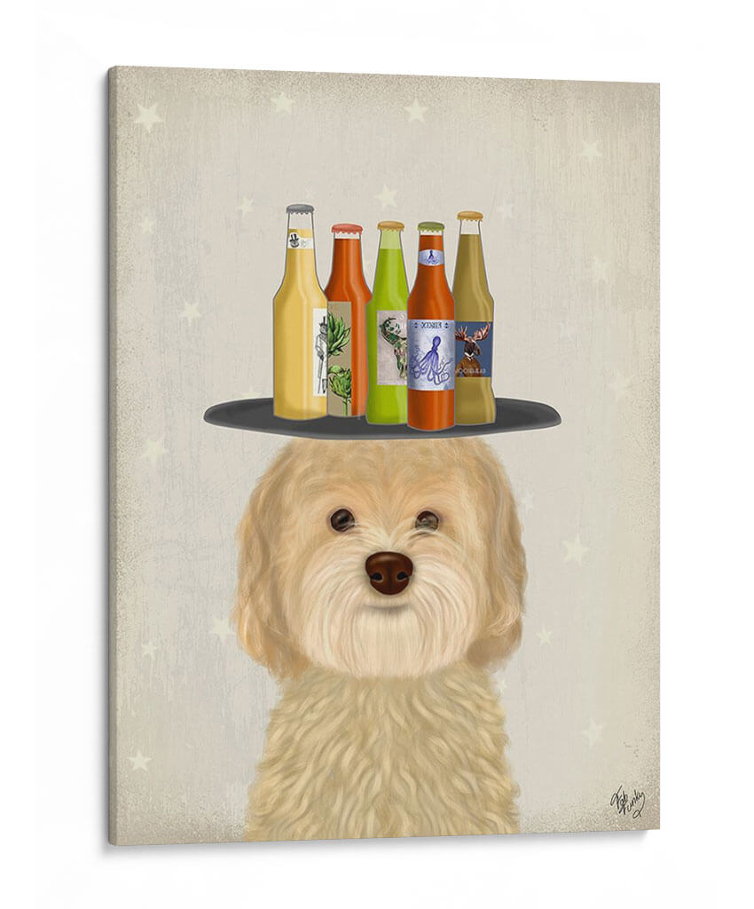 Labradoodle Blonde Beer Lover - Fab Funky | Cuadro decorativo de Canvas Lab