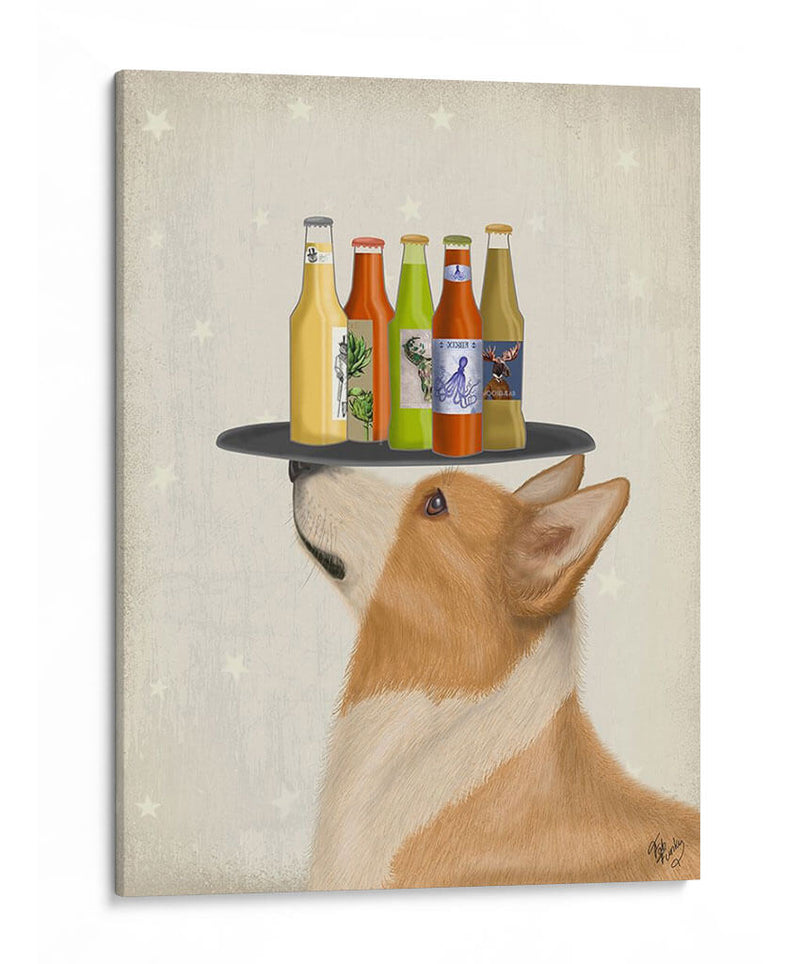 Corgi Tan White Beer Lover - Fab Funky | Cuadro decorativo de Canvas Lab