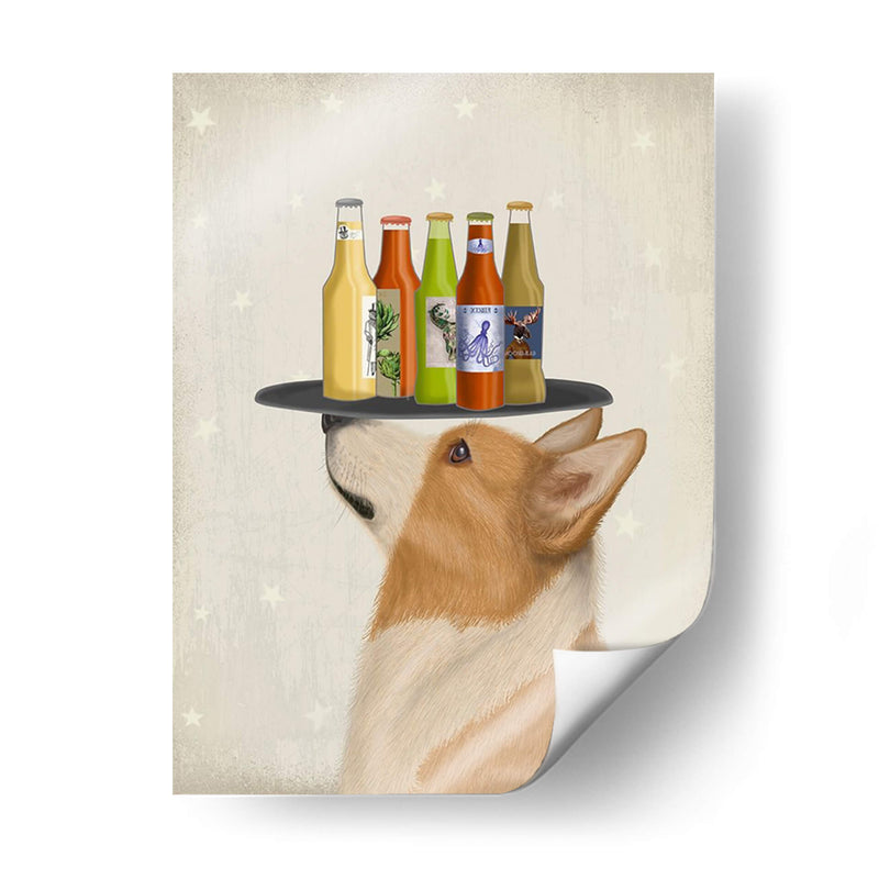 Corgi Tan White Beer Lover - Fab Funky | Cuadro decorativo de Canvas Lab