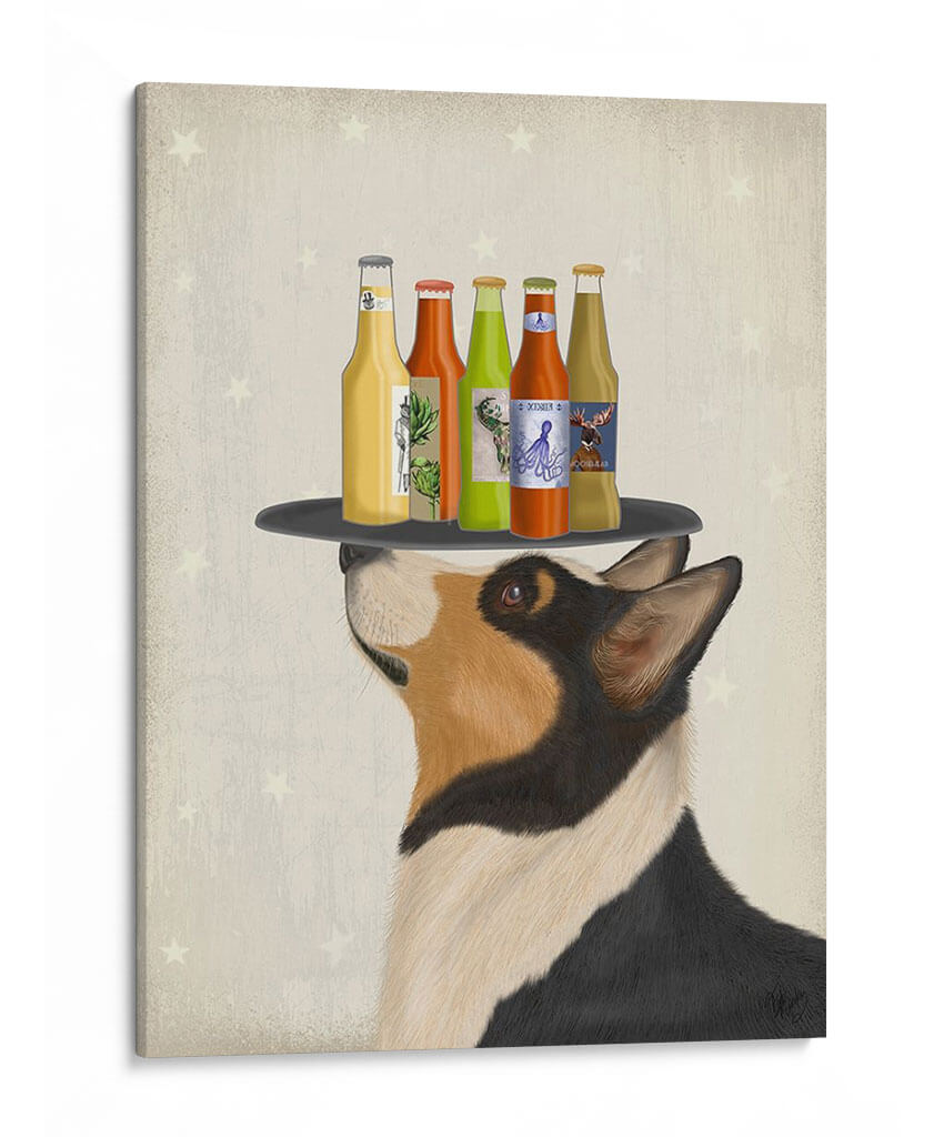 Corgi Tricolor Cerveza Amante - Fab Funky | Cuadro decorativo de Canvas Lab