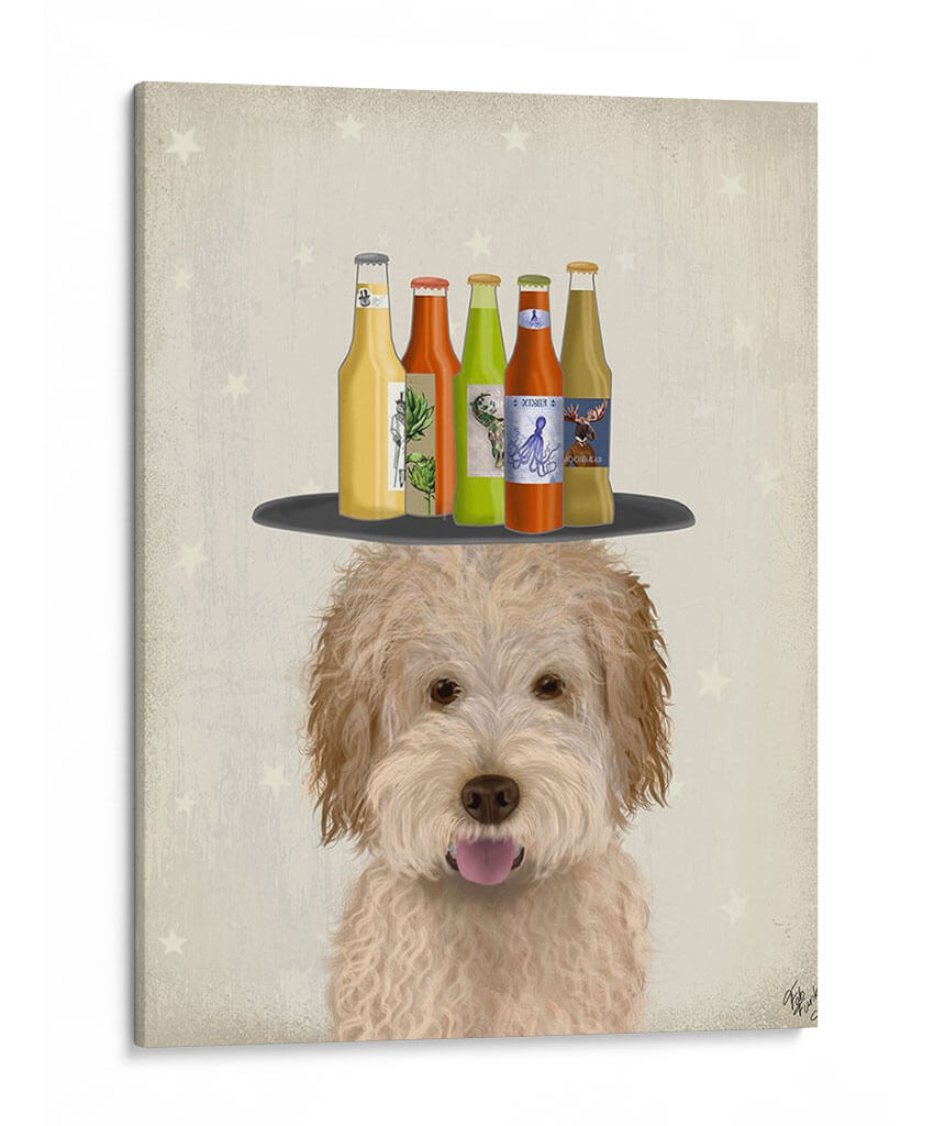 Labradoodle Gold 1 Cerveza Amante - Fab Funky | Cuadro decorativo de Canvas Lab