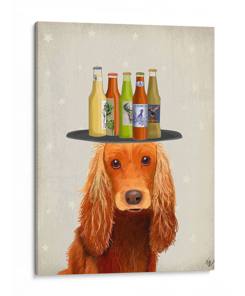 Cocker Spaniel Golden Beer Lover - Fab Funky | Cuadro decorativo de Canvas Lab