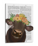 Vaca Con La Corona De Flores 1 Libro Imprimir - Fab Funky | Cuadro decorativo de Canvas Lab