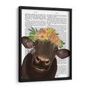 Vaca Con La Corona De Flores 1 Libro Imprimir - Fab Funky | Cuadro decorativo de Canvas Lab