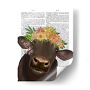 Vaca Con La Corona De Flores 1 Libro Imprimir - Fab Funky | Cuadro decorativo de Canvas Lab