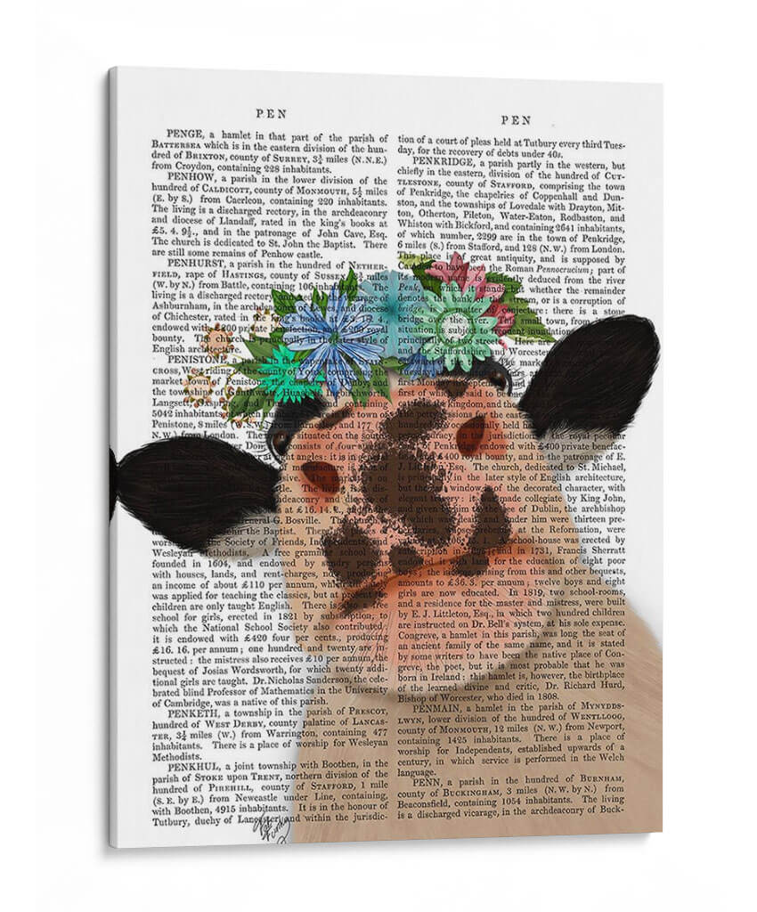 Vaca Con La Corona De Flores 2 Libro De Impresión - Fab Funky | Cuadro decorativo de Canvas Lab