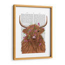 Vaca Highland 1, Flor De Flores Rosadas Impresión - Fab Funky | Cuadro decorativo de Canvas Lab