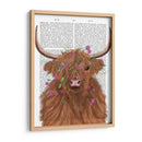 Vaca Highland 1, Flor De Flores Rosadas Impresión - Fab Funky | Cuadro decorativo de Canvas Lab