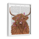 Vaca Highland 1, Flor De Flores Rosadas Impresión - Fab Funky | Cuadro decorativo de Canvas Lab