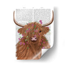 Vaca Highland 1, Flor De Flores Rosadas Impresión - Fab Funky | Cuadro decorativo de Canvas Lab
