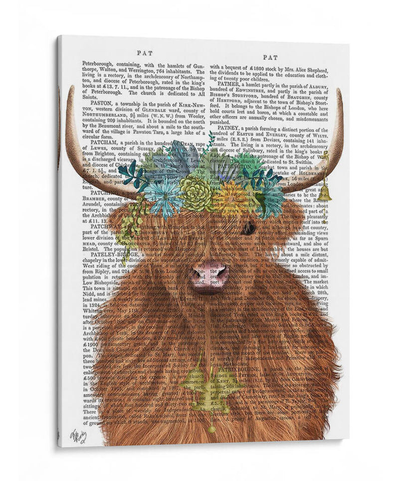 Highland Cow Bohemian 1 Libro Imprimir - Fab Funky | Cuadro decorativo de Canvas Lab