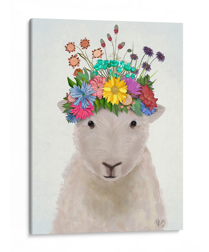 Ovejas Con La Corona De Flores 1 - Fab Funky | Cuadro decorativo de Canvas Lab