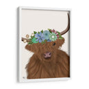 Vaca De La Montaña Con La Corona De Flores 2, Retrato - Fab Funky | Cuadro decorativo de Canvas Lab