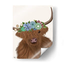 Vaca De La Montaña Con La Corona De Flores 2, Retrato - Fab Funky | Cuadro decorativo de Canvas Lab