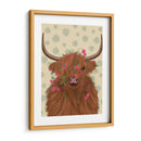 Vaca Highland 1, Flores Rosadas - Fab Funky | Cuadro decorativo de Canvas Lab