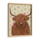 Vaca Highland 1, Flores Rosadas - Fab Funky | Cuadro decorativo de Canvas Lab