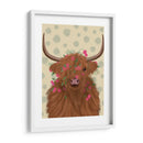 Vaca Highland 1, Flores Rosadas - Fab Funky | Cuadro decorativo de Canvas Lab