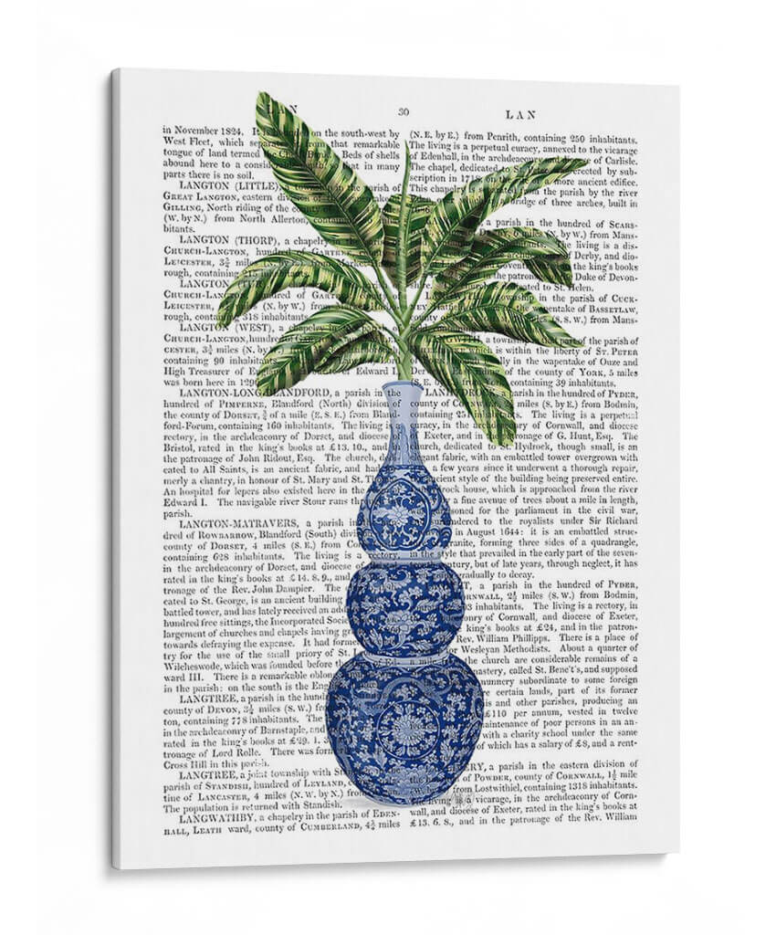 Chinoiserie Jarrón 7, Con Impresión De Libros De Plantas - Fab Funky | Cuadro decorativo de Canvas Lab