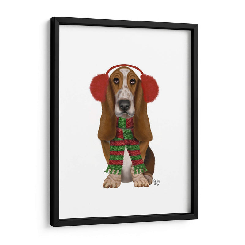 Navidad Des - Basset Hound And Ear Muffs - Fab Funky | Cuadro decorativo de Canvas Lab