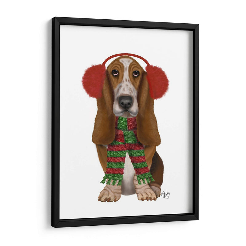 Navidad Des - Basset Hound And Ear Muffs - Fab Funky | Cuadro decorativo de Canvas Lab