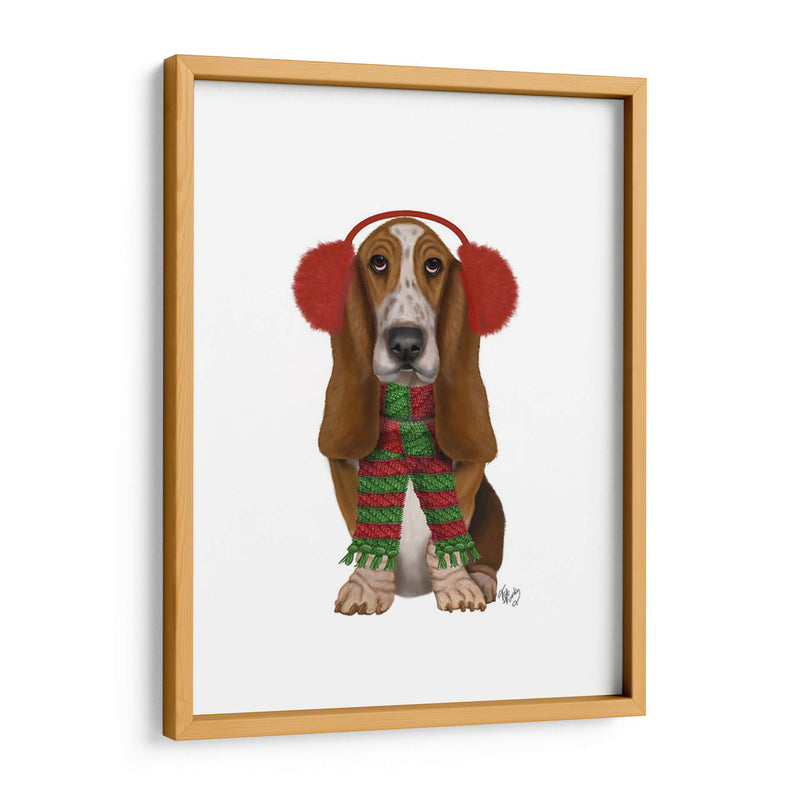 Navidad Des - Basset Hound And Ear Muffs - Fab Funky | Cuadro decorativo de Canvas Lab