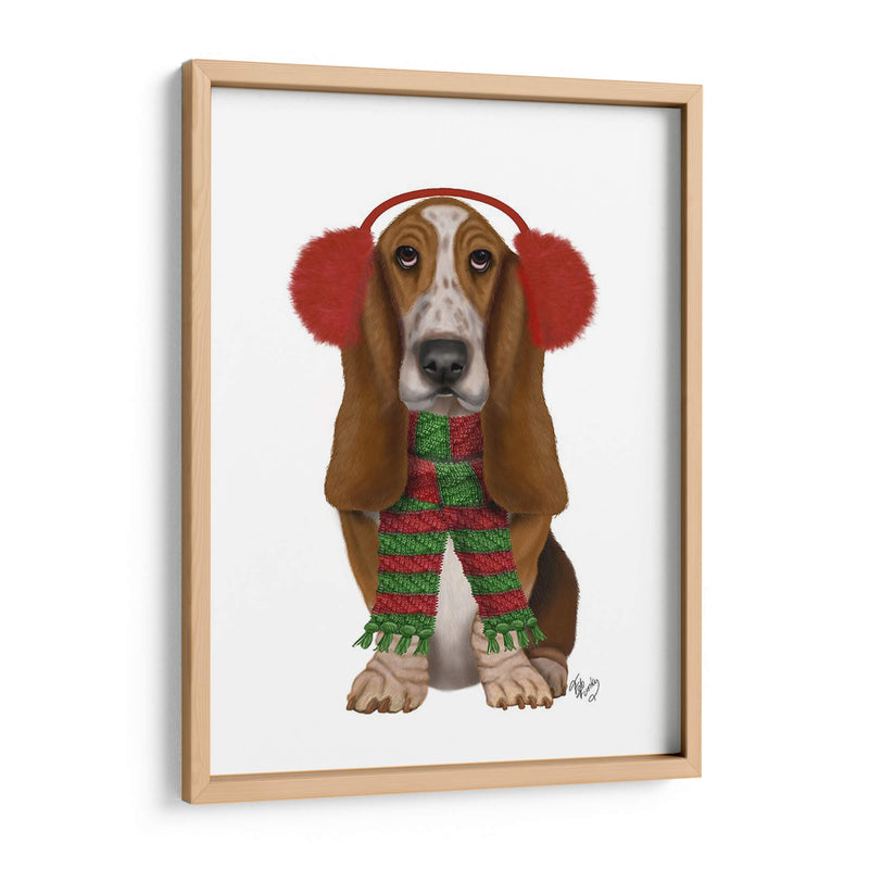 Navidad Des - Basset Hound And Ear Muffs - Fab Funky | Cuadro decorativo de Canvas Lab