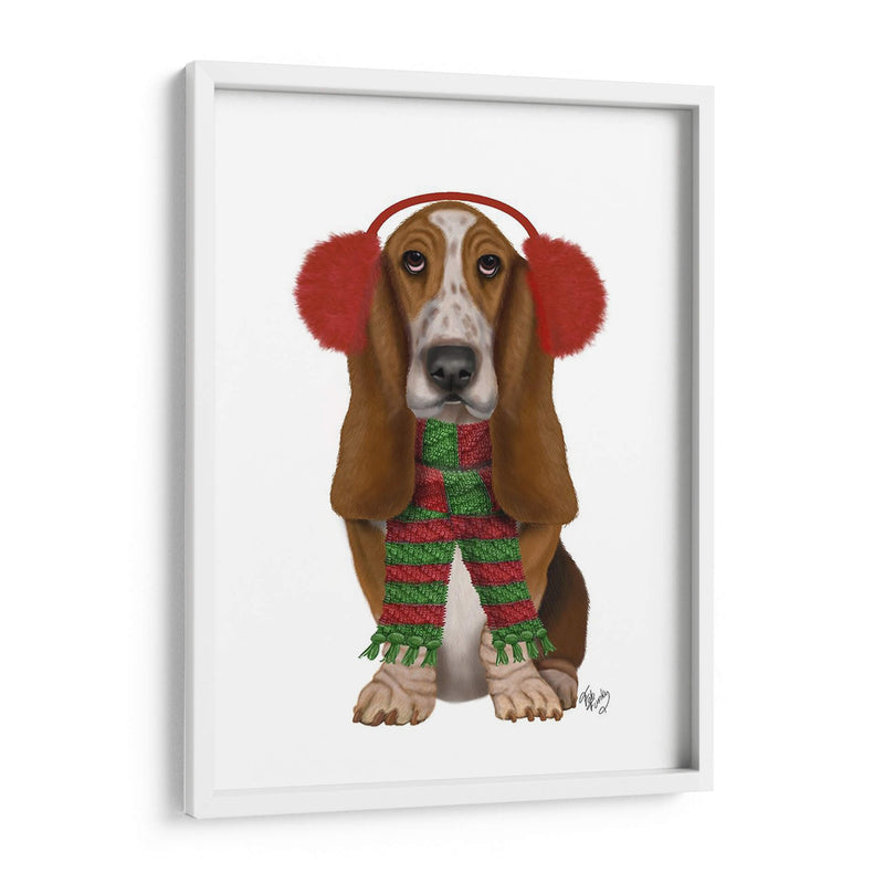 Navidad Des - Basset Hound And Ear Muffs - Fab Funky | Cuadro decorativo de Canvas Lab