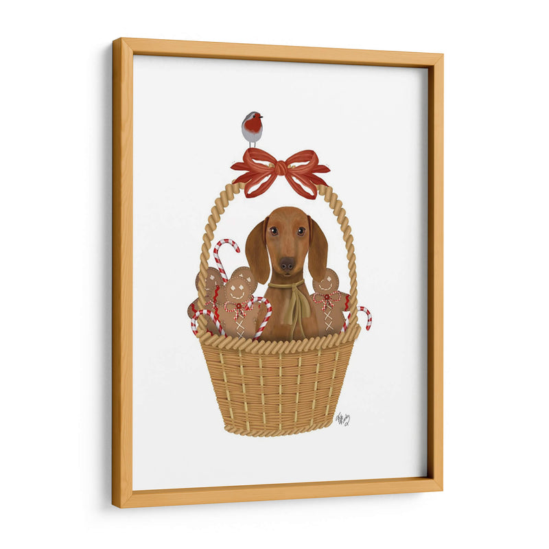 Navidad Des - Perro En Canasta Con Hombres De Pan De Jengibre - Fab Funky | Cuadro decorativo de Canvas Lab