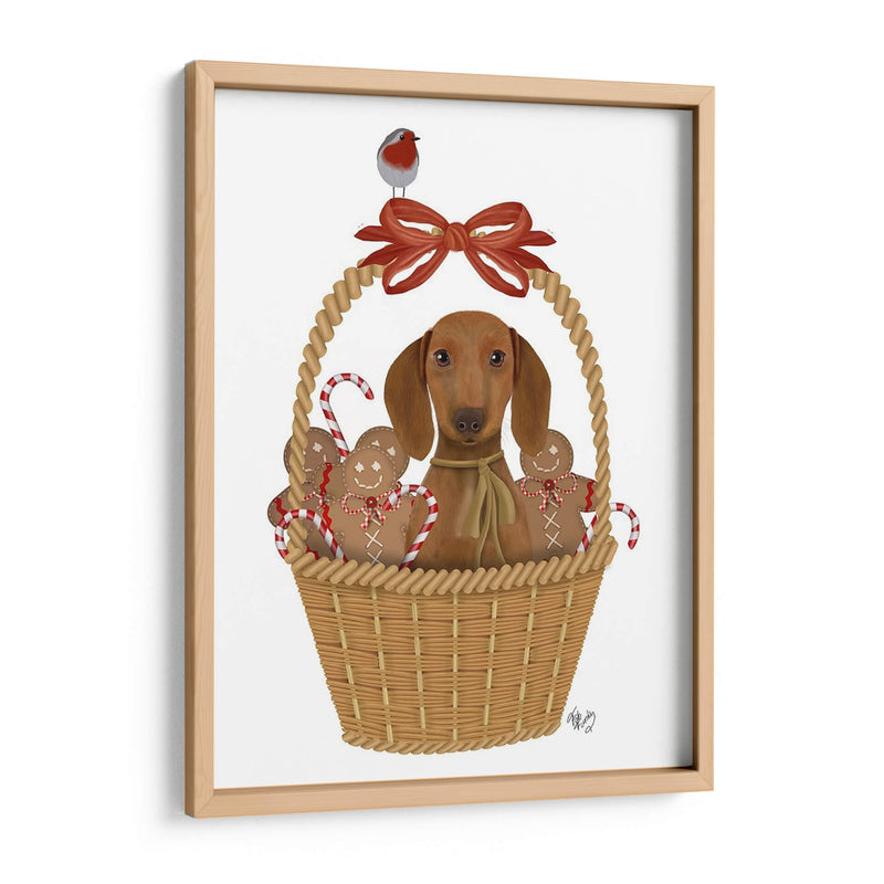 Navidad Des - Perro En Canasta Con Hombres De Pan De Jengibre - Fab Funky | Cuadro decorativo de Canvas Lab