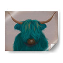 Vaca Highland 3, Turquesa, Retrato - Fab Funky | Cuadro decorativo de Canvas Lab