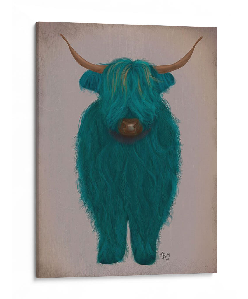 Highland Cow 3, Turquesa, Lleno - Fab Funky | Cuadro decorativo de Canvas Lab
