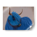 Vaca Highland 2, Azul, Retrato - Fab Funky | Cuadro decorativo de Canvas Lab