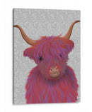 Vaca Highland 7, Rosa Y Púrpura, Retrato. - Fab Funky | Cuadro decorativo de Canvas Lab