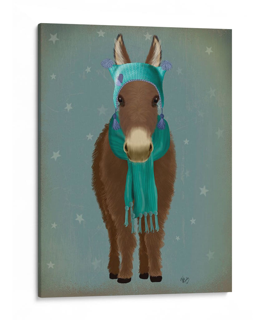 Sombrero Y Bufanda Azul De Burro - Fab Funky | Cuadro decorativo de Canvas Lab