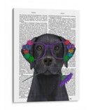 Labrador Negro Y Gafas De Flores Imprimir - Fab Funky | Cuadro decorativo de Canvas Lab