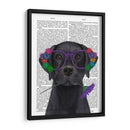 Labrador Negro Y Gafas De Flores Imprimir - Fab Funky | Cuadro decorativo de Canvas Lab