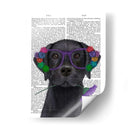 Labrador Negro Y Gafas De Flores Imprimir - Fab Funky | Cuadro decorativo de Canvas Lab