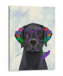 Labrador Negro Y Gafas De Flores. - Fab Funky | Cuadro decorativo de Canvas Lab