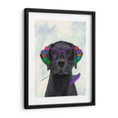 Labrador Negro Y Gafas De Flores. - Fab Funky | Cuadro decorativo de Canvas Lab