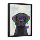 Labrador Negro Y Gafas De Flores. - Fab Funky | Cuadro decorativo de Canvas Lab