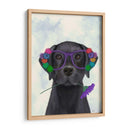 Labrador Negro Y Gafas De Flores. - Fab Funky | Cuadro decorativo de Canvas Lab