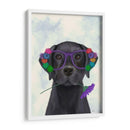 Labrador Negro Y Gafas De Flores. - Fab Funky | Cuadro decorativo de Canvas Lab