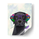 Labrador Negro Y Gafas De Flores. - Fab Funky | Cuadro decorativo de Canvas Lab