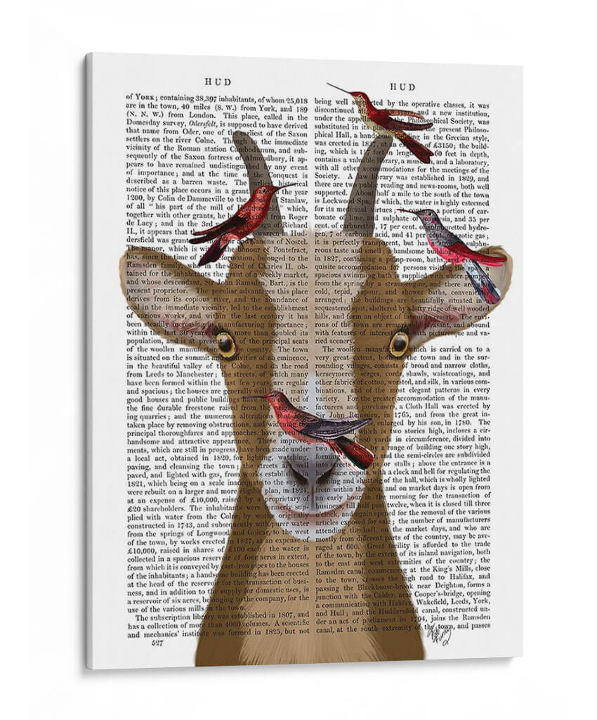 Impresión De Libro De Cabra Y Pájaros Rojos - Fab Funky | Cuadro decorativo de Canvas Lab