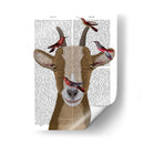 Impresión De Libro De Cabra Y Pájaros Rojos - Fab Funky | Cuadro decorativo de Canvas Lab