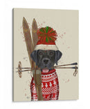 Labrador Negro, Esquí - Fab Funky | Cuadro decorativo de Canvas Lab