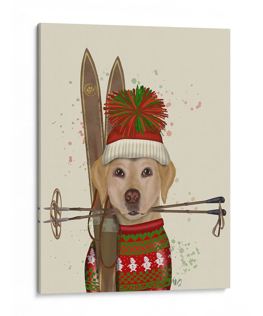Labrador Amarillo, Esquiar - Fab Funky | Cuadro decorativo de Canvas Lab